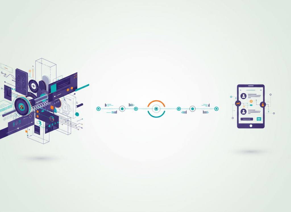 Illustration linking medical-device engineering, program leadership, and digital products.